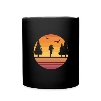 Retro, Sun, Mountains, Hiking, Climbing, Nature - Full Colour Mug - black - Front