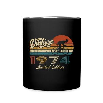 50th Birthday 1974 Vintage Retro Bicycle Cyclist - Full Colour Mug - black - Front
