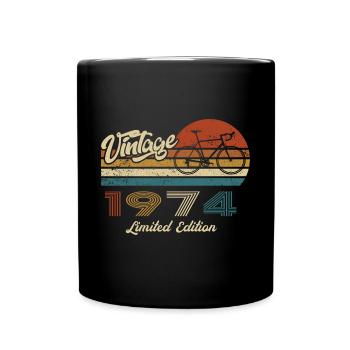 50th Birthday 1974 Vintage Retro Bicycle Cyclist - Full Colour Mug - black - Front