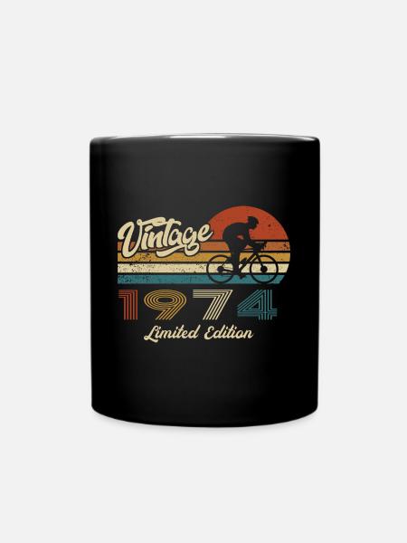 50 Geburtstag 1974 Vintage Retro Fahrrad Radfahrer - Tasse einfarbig - Schwarz