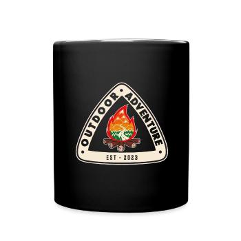 Tente de feu de camp de camping de camping-car d’aventure en plein air - Mug uni - noir - Devant