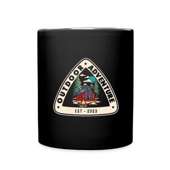 Tente de feu de camp de camping de camping-car d’aventure en plein air - Mug uni - noir - Devant