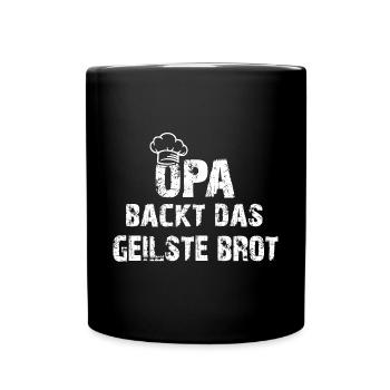 Opa backt das beste Brot unser Opa ist Bäcker - Tasse einfarbig - Schwarz - Vorne