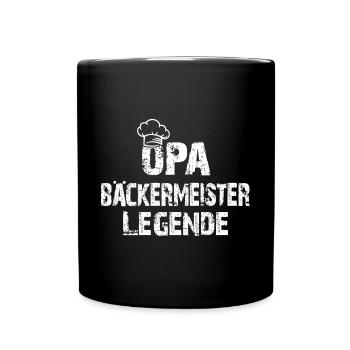 Opa ist Bäckermeister und Legende mit Bäckermütze - Tasse einfarbig - Schwarz - Vorne