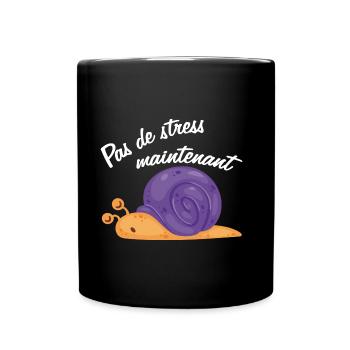 Pas de stress un drôle d'escargot qui dort - Mug uni - noir - Devant
