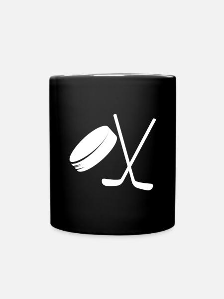 Eishockey Schläger und Puck Wintersport - Tasse einfarbig - Schwarz