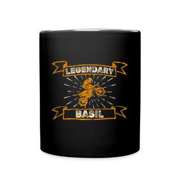 Basil als Motorrad - Tasse einfarbig - Schwarz - Vorne