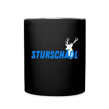 Bayrischer Dickkopf: Sturschädl Deluxe - Hirsch - Tasse einfarbig - Schwarz - Vorne