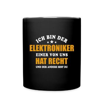Ich bin der Elektroniker - einer von uns hat Recht - Tasse einfarbig - Schwarz - Vorne