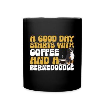 Bernedoodle Hund - Tasse einfarbig - Schwarz - Vorne