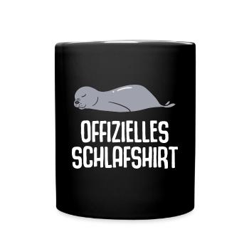Offizelles Schlafshirt Faultier - Tasse einfarbig - Schwarz - Vorne