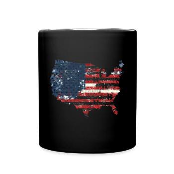 Patriotisches Puzzle Flagge Amerikanischer Stolz - Tasse einfarbig - Schwarz - Vorne