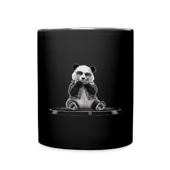 Panda Harmonica Playing Gift - Full Colour Mug - black - Front
