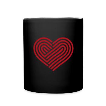 Stylisches Rotes Herz Valentinstag Liebe - Tasse einfarbig - Schwarz - Vorne