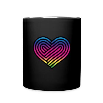 Rainbow Heart Homosexuality LGBT Love - Full Colour Mug - black - Front