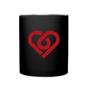 Stylisches Rotes Herz Valentinstag Liebe - Tasse einfarbig - Schwarz - Vorne