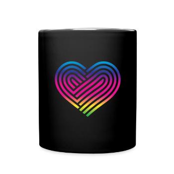 Rainbow Heart Homosexuality LGBT Love - Full Colour Mug - black - Front