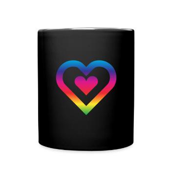 Rainbow Heart Homosexuality LGBT Love - Full Colour Mug - black - Front