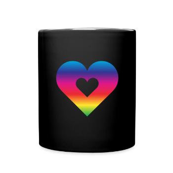 Rainbow Heart Homosexuality LGBT Love - Full Colour Mug - black - Front