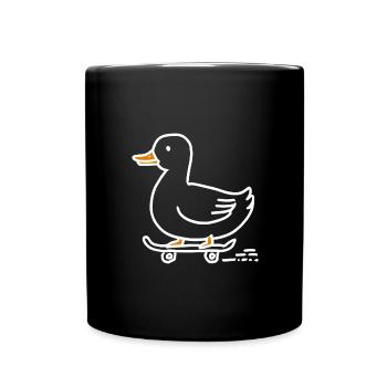 Drôle de canard sur un skateboard pour les skateurs - Mug uni - noir - Devant