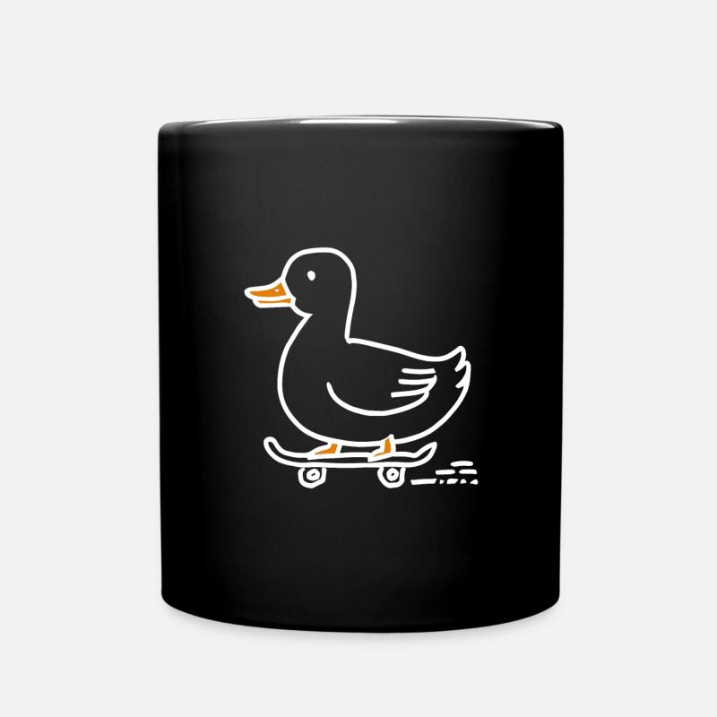 Drôle de canard sur un skateboard pour les skateurs - Mug uni - noir