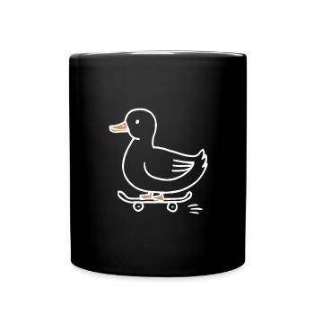 Drôle de canard sur un skateboard pour les skateurs - Mug uni - noir - Devant