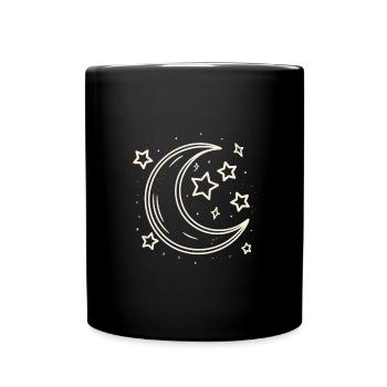 Crescent Moon Crescent Moon and Stars - Full Colour Mug - black - Front