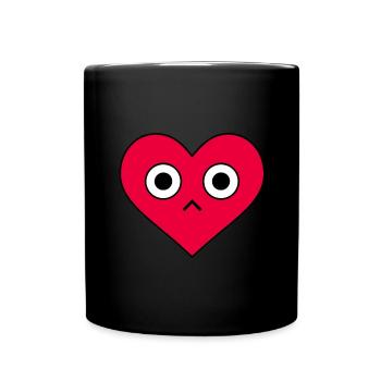 Rotes Herz Gesicht Valentinstag Liebe - Tasse einfarbig - Schwarz - Vorne