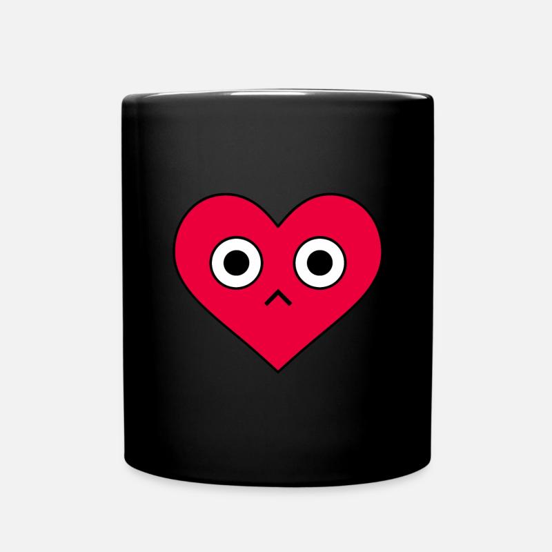 Rotes Herz Gesicht Valentinstag Liebe - Tasse einfarbig - Schwarz
