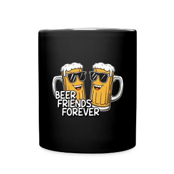 Zwei lustige Bierkrüge mit Sonnenbrille Bier - Tasse einfarbig - Schwarz - Vorne