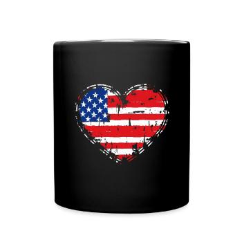 Amerikanisches Herz USA Amerika 4 Juli - Tasse einfarbig - Schwarz - Vorne
