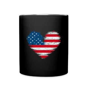 Amerikanisches Herz USA Amerika 4 Juli - Tasse einfarbig - Schwarz - Vorne