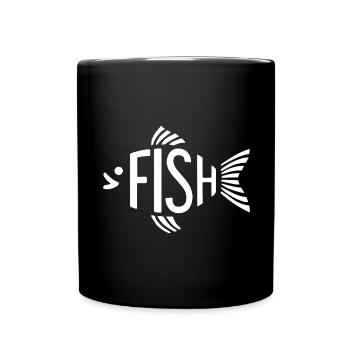 Os de poisson, squelette, pêche à chevrons - Mug uni - noir - Devant