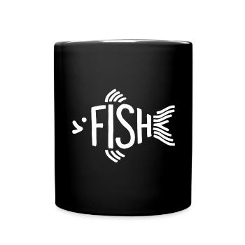 Os de poisson, squelette, pêche à chevrons - Mug uni - noir - Devant