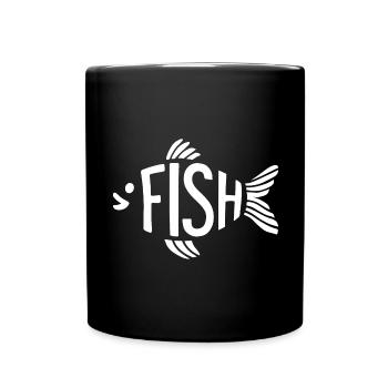 Os de poisson, squelette, pêche à chevrons - Mug uni - noir - Devant