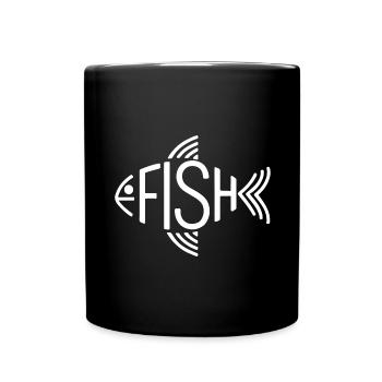 Os de poisson, squelette, pêche à chevrons - Mug uni - noir - Devant