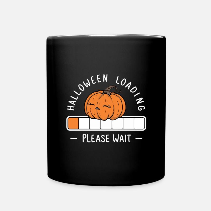 Kürbis Spruch Halloween Loading Please Wait - Tasse einfarbig - Schwarz