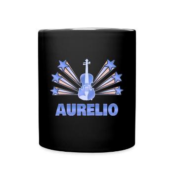 Aurelio als Musikinstrument - Tasse einfarbig - Schwarz - Vorne