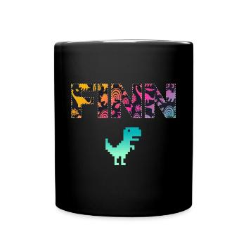 FINN - Schöner Jungen Name mit Dinosaurier - Tasse einfarbig - Schwarz - Vorne