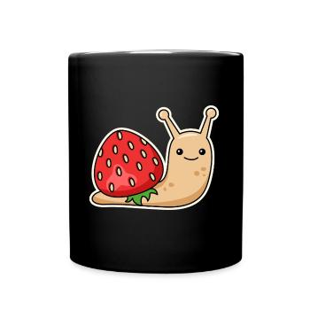 Schnecken-Erdbeer-Design für Schnecken-Liebhaber - Tasse einfarbig - Schwarz - Vorne