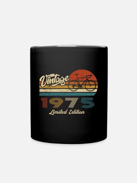 50th Birthday 1975 Vintage Retro Bicycle Cyclist - Full Colour Mug - black
