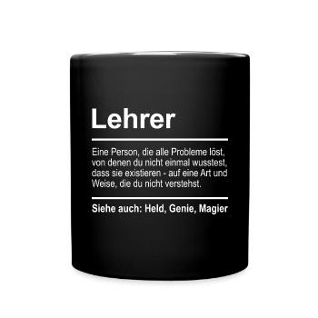 Lehrer - Tasse einfarbig - Schwarz - Vorne