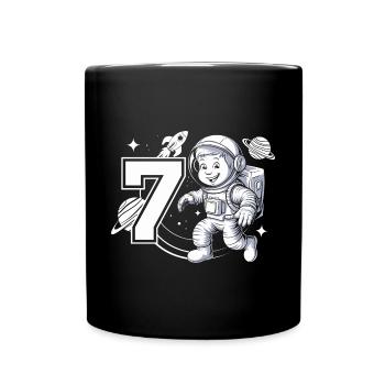 7th Birthday Astronaut Space Adventure for Boys - Tasse einfarbig - Schwarz - Vorne