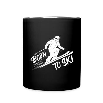 Born To Ski Skifahrer Skifahren Wintersport - Tasse einfarbig - Schwarz - Vorne