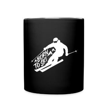 Born To Ski Skifahrer Skifahren Wintersport - Tasse einfarbig - Schwarz - Vorne
