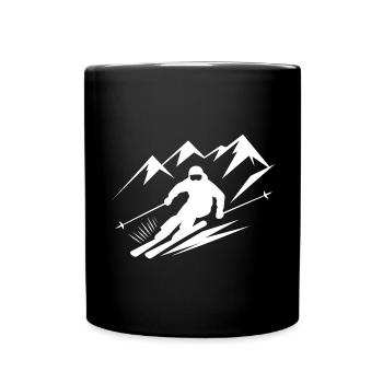 Skiurlaub Skifahrer Skifahren Wintersport - Tasse einfarbig - Schwarz - Vorne
