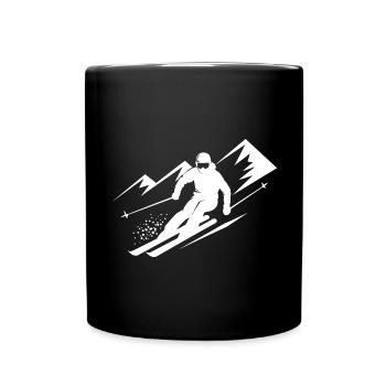 Skiurlaub Skifahrer Skifahren Wintersport - Tasse einfarbig - Schwarz - Vorne