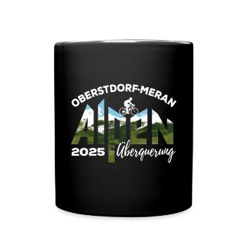 Alpenüberquerung 2025, Oberstdorf Meran,Rad - Tasse einfarbig - Schwarz - Vorne