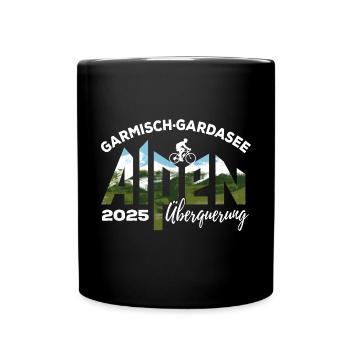 Alpenüberquerung 2025, Garmisch Gardasee, Rad - Tasse einfarbig - Schwarz - Vorne