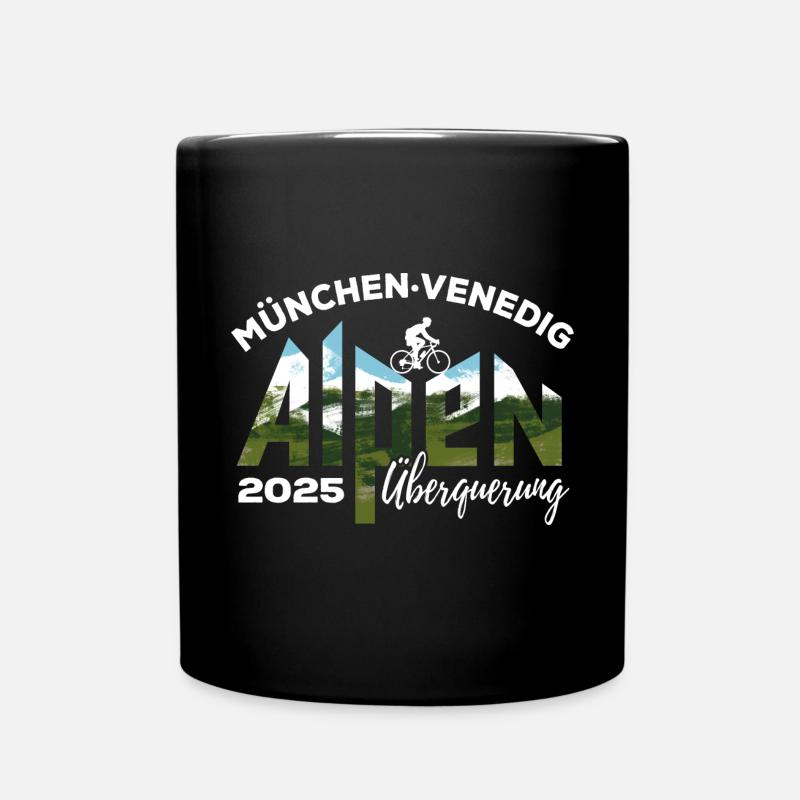 Alpenüberquerung 2025 München Venedig, Fahrrad - Tasse einfarbig - Schwarz